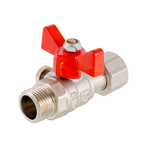 Кран шаровой VALTEC Ду15 (1/2" х 3/8") Ру16 для подключения манометра VT.806.N.0403