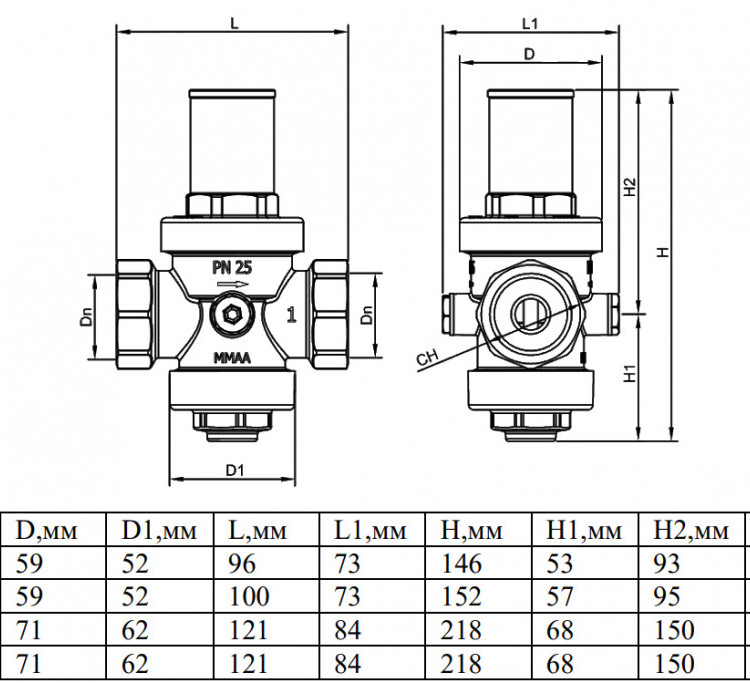 Редуктор давления VALTEC VT.086.NH.08 1 1/2'' DN 40 PN 25 поршневой, регулируемый, прямого действия, латунный с никелевым покрытием 2