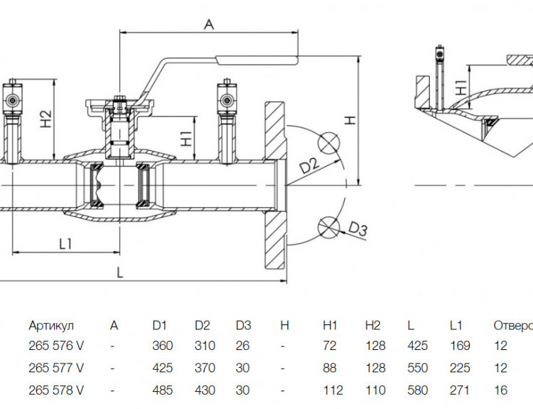 Кран шаровой NAVAL NAVALTRIM 265578 V DN 300 PN 25 регулирующий стальной фланцевый 2
