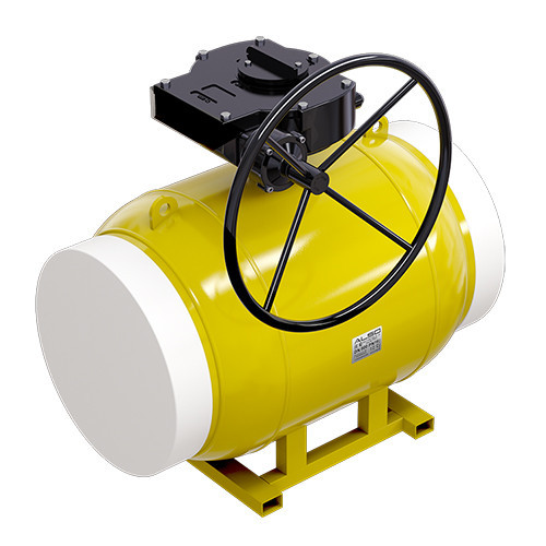 Кран шаровой газовый ALSO КШ.П.GAS.500.16-01 Ду 500 Ру 16 с редуктором стандартнопроходный под приварку