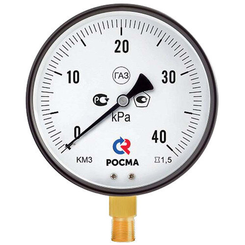 Манометр РОСМА КМ-31Р (0...6 кПа) Дкорп=150мм кл. 1,5 G1/2" для низких давлений газов радиальный УТ-00047975