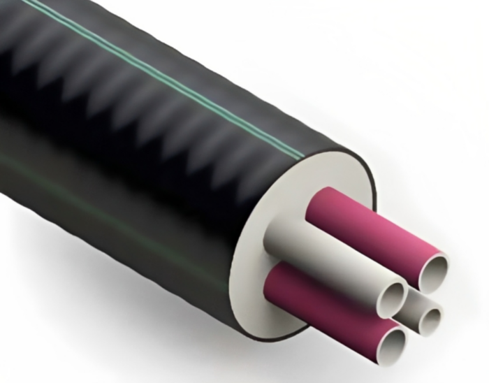 Гибкая труба в ППУ изоляции ИЗОПРОФЛЕКС КВАДРИГА - 95 ПЭ-Х Р 0,6 МПа 32+32 SDR 11 - 32+25 SDR 7,4/145