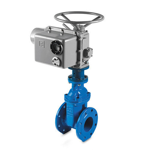 Задвижка GROSS DN 125 PN 10/16 фланцевая с обрезиненным клином с электроприводом ГЗ короткая