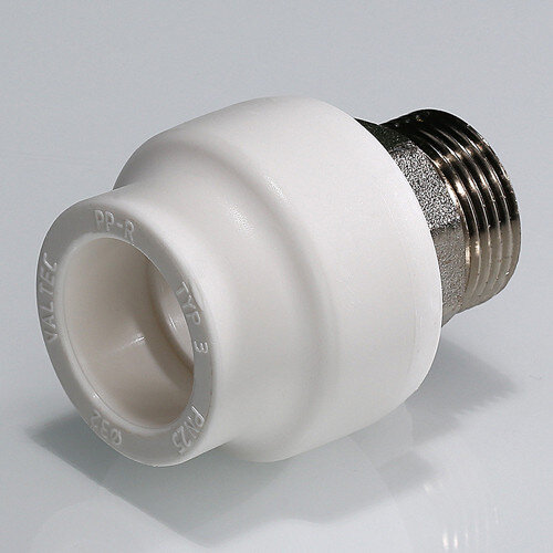 Переходник VALTEC VTp.707 НР 1" DN 32x25 PN 25 под ключ полипропиленовый комбинированный