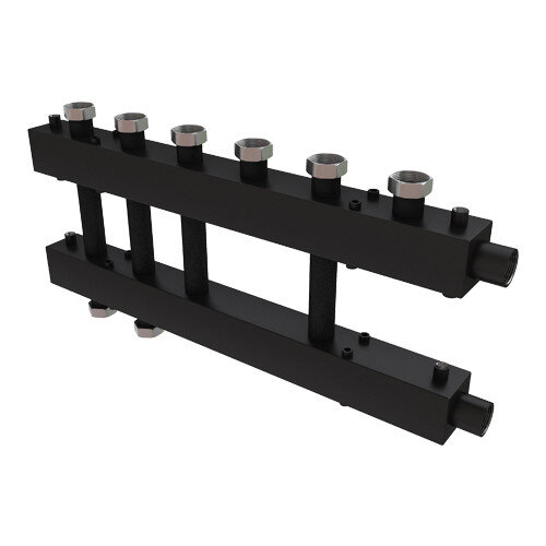 Коллектор распределительный Askon Дублер+ КК-40F/125/40/3+3D 6-ти контурный ВР-НР 1 1/2" Ду 40 Ру 6 без теплоизоляции