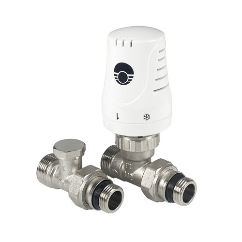 Комплект радиаторных клапанов VALFEX VF.046.NE НР 1/2x3/4" DN 15x20 PN 10 прямой с термоголовкой евроконус