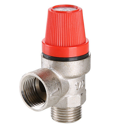 Клапан предохранительный VALTEC VT.0496.N.0430 1/2" DN 15 PN 10 пружинный с фиксированной настройкой 0,3 МПа, латунный с никелевым покрытием