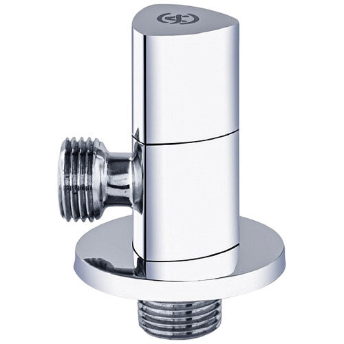 Клапан (вентиль) угловой для бытовых приборов латунный Aquasfera 1070 DN 15 PN 10 резьба - 1/2"х1/2", покрытие - хром, с отражателем, резьбовой НР-НР, маховик хромированный, 1070-01