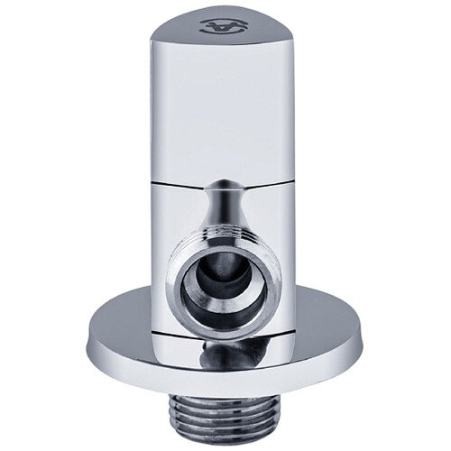 Клапан (вентиль) угловой для бытовых приборов латунный Aquasfera 1070 DN 15 PN 10 резьба - 1/2"х1/2", покрытие - хром, с отражателем, резьбовой НР-НР, маховик хромированный, 1070-01