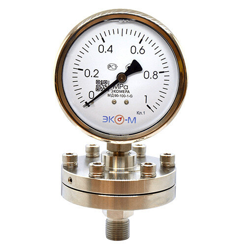 Разделитель сред двойной фланцевый Ду 65 мм в сборе с манометром ЭКОМЕРА МД90 Ду 100 мм Ру 0-1 МПа 1/2''