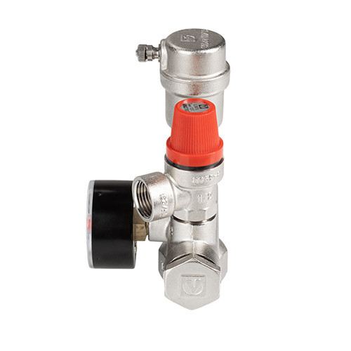 Группа безопасности VALTEC VT.460.0.3 1'' (0…4 бар) DN 25 PN 10 для котла, латунная с никелевым покрытием 3