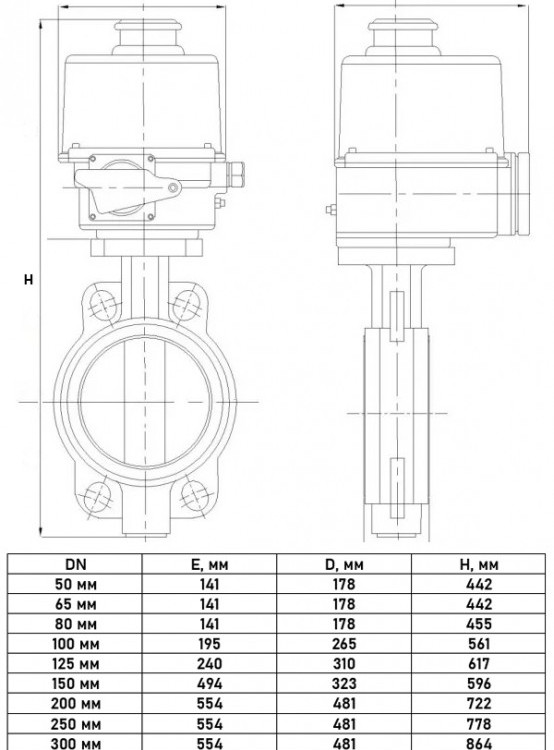 Затвор Kvant KV01 DN 400 PN 10 дисковый поворотный межфланцевый с электроприводом ГЗ-ОФ-45/11К 3