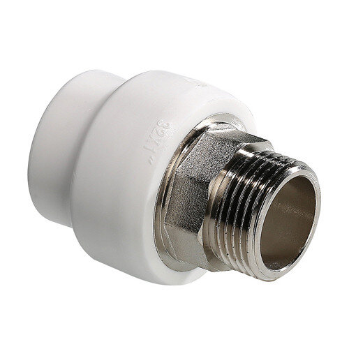 Переходник VALTEC VTp.707 НР 1" DN 40x25 PN 25 под ключ полипропиленовый комбинированный