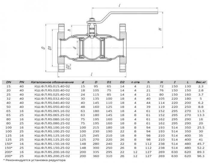 Кран шаровой ALSO RS КШ.Ф.П.RS.200.16-02 Ду 200 Ру 16 полнопроходный фланцевый, корпус - 09Г2С