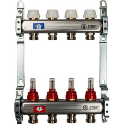 Коллектор STOUT с расходомерами 4 выхода