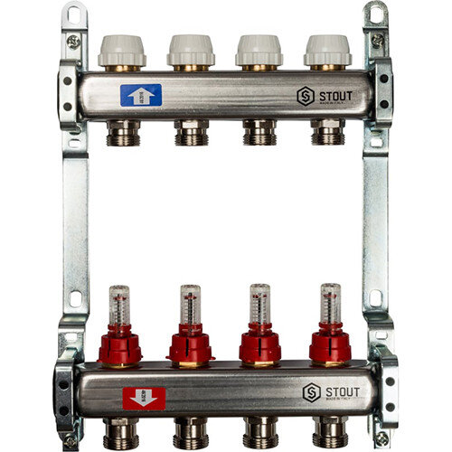 Коллектор STOUT с расходомерами 4 выхода
