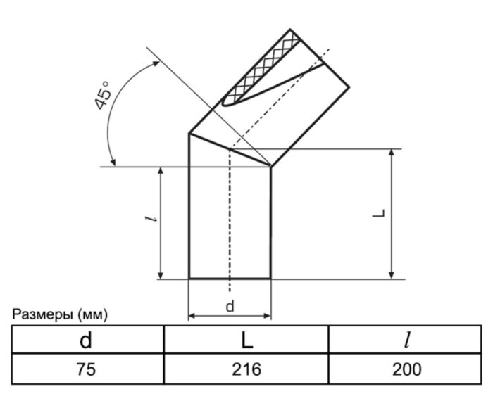 Отвод 75 мм SDR11 45° ПЭ100 сварной сегментный ПНД
