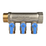 Коллектор распределительный STOUT SMB 6201 3 отвода ВР-НР 1"х1/2" DN 25 PN 10 с шаровыми кранами синяя рукоятка 2