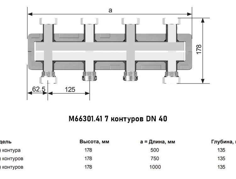 Коллектор распределительный Meibes MeiFlow 8 M66301.41 7-ми контурный ВР-НР 1 1/2" DN 40 PN 6 в теплоизоляции 3