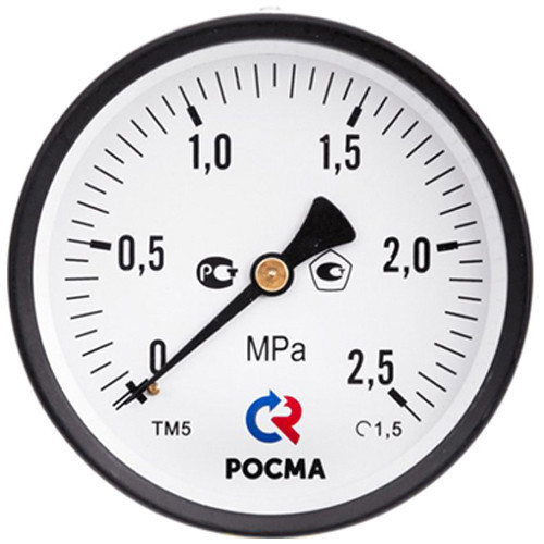 Манометр РОСМА ТМ-510Т.00 (0...60 кгс/см2) Дкорп=100мм кл. 1,5 M20x1,5 общетехнический осевой УТ-00050727
