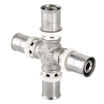 Крестовина VALTEC VTm.241 DN 16 PN 10 латунная никелированная