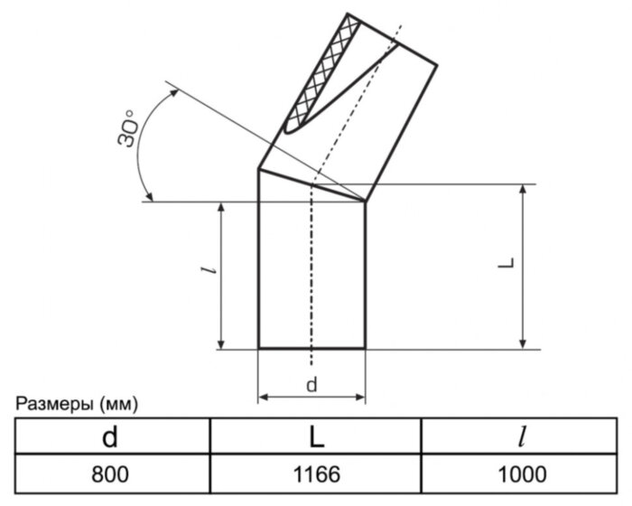 Отвод 800 мм SDR21 30° ПЭ100 сварной сегментный ПНД