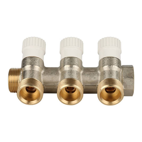 Коллектор распределительный STOUT SMB 6851 3 отвода ВР-НР 3/4" DN 20 PN 10 с запорными клапанами 2