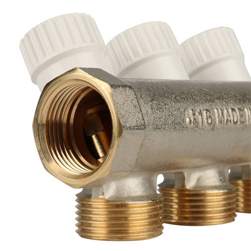 Коллектор распределительный STOUT SMB 6851 3 отвода ВР-НР 3/4" DN 20 PN 10 с запорными клапанами 3