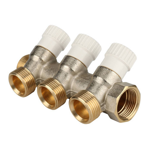 Коллектор распределительный STOUT SMB 6851 3 отвода ВР-НР 3/4" DN 20 PN 10 с запорными клапанами 1