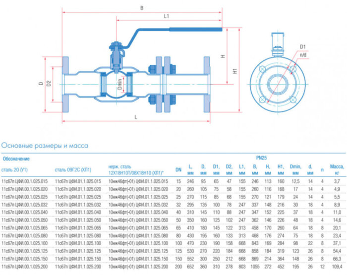 Кран шаровой изолирующий Маршал 11с67п ЦФИ.00.1 DN 32 PN 25 полнопроходной фланцевый
