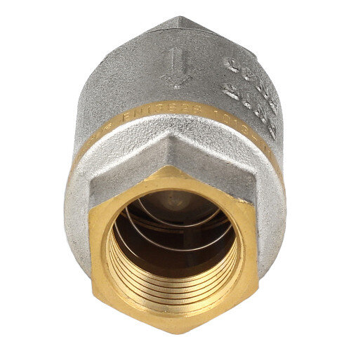 Клапан обратный латунный Aquasfera 3005 DN 20 PN 30 резьба - 3/4'', покрытие - никель, пружинный с увеличенной пропускной способностью, резьбовой ВР-ВР, 3005-02