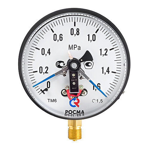 Манометр РОСМА ТМ-610Р.04 (0...0,6 МПа) Дкорп=150мм кл. 1,5 М20х1,5 с ЭКП тип IV, с повышенной пылевлагозащищенностью IP54, общетехнический радиальный 00000031548