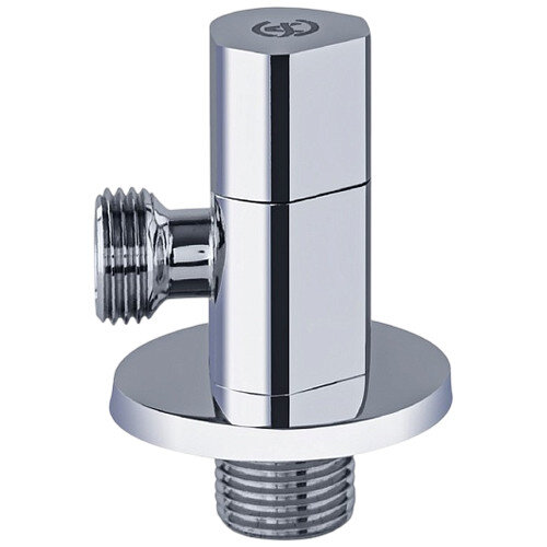 Клапан (вентиль) угловой для бытовых приборов латунный Aquasfera 1079 DN 15 PN 10 резьба - 1/2"х1/2", покрытие - хром, с отражателем, резьбовой НР-НР, маховик хромированный, 1079-01