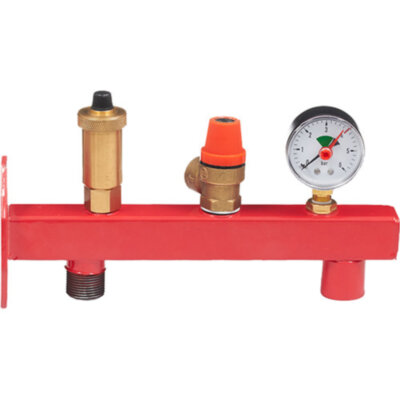 Группа безопасности стальная Aquasfera 3007 DN 20 PN 10 резьба - 3/4'', покрытие - полимерное, с возможностью подключения расширительного бака, резьбовая ВР-ВР, 3007-01