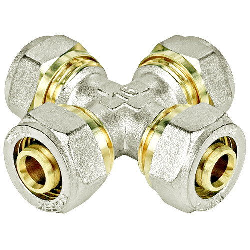 Крестовина обжимная VALFEX VF.341.N Ду 26х20х26 Ру 25 никелированная латунная