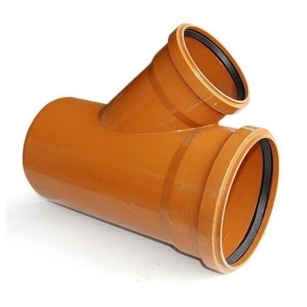 Тройник переходной наружная канализация ПП (PP-B) рыжий d200x110х45гр