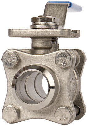 Кран шаровой нержавеющий трехсоставной GENEBRE 2026 Ду100 Ру63 под приварку с ISO-фланцем полнопроходный