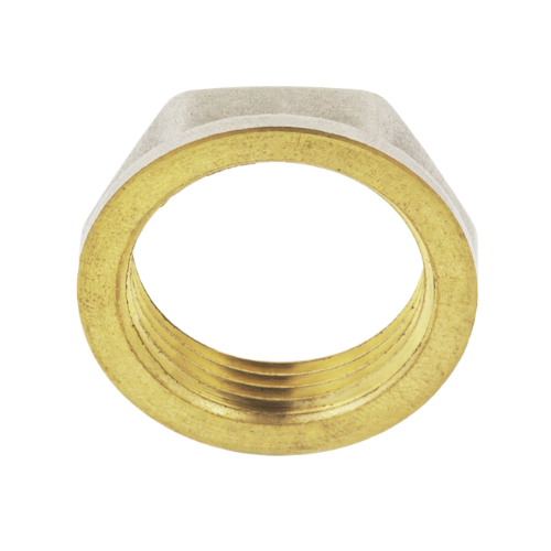 Контргайка латунная Aquasfera 9034 DN 15 PN 40 резьба - 1/2'', покрытие - никель, с ребордой, резьбовая ВР, 9034-01