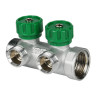 Коллектор распределительный FAR FK 3821 2 отвода ВР-НР 3/4"х1/2" DN 20 PN 16 с регулирующими клапанами 1