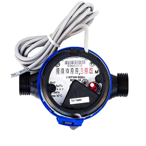 Счетчик для холодной воды Тепловодомер ВСХд-15-03 крыльчатый одноструйный резьбовой с импульсным выходом