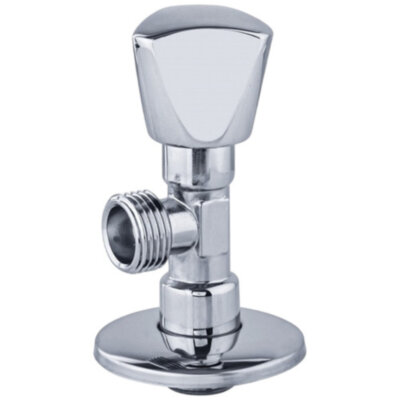 Клапан (вентиль) угловой для бытовых приборов латунный Aquasfera 1075 DN 15 PN 10 резьба - 1/2"х3/4", покрытие - хром, с отражателем, резьбовой НР-НР, маховик хромированный, 1075-02