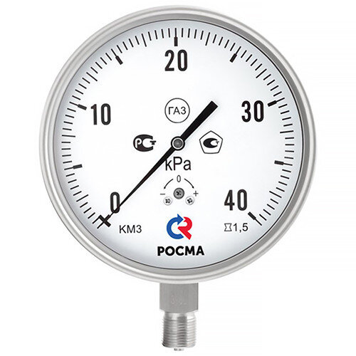 Манометр РОСМА КМ-32Р Кс IP54 (0...4 кПа) Дкорп=150мм кл. 1,5 G1/2" коррозионностойкий для низких давлений газов радиальный 00000034816