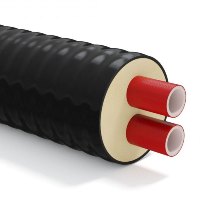 Гибкая труба в ППУ изоляции ТВЭЛ-ПЭКС-2-К 10 бар 2х63/180