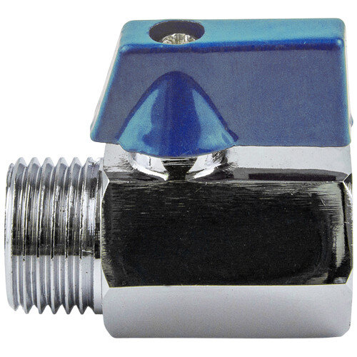Кран шаровой латунный Aquasfera "МИНИ" 1033 DN 15 PN 10 резьба - 1/2'', покрытие - никель, неполнопроходной резьбовой ВР-НР, ручка-флажок синяя 1033-01