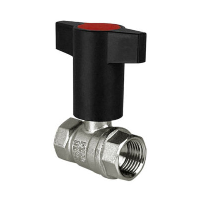 Кран шаровый VALFEX STANDART VF.235 ВР 1/2" Ду 15 Ру 40 c красной ручкой никелированный латунный