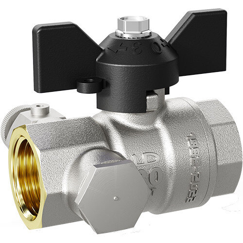 Кран шаровой латунный LD Pride 44.15.В-В.С.Б Ду 15 Ру 40 резьба (ВР-ВР) 1/2", никелированный с синей бабочкой, неполнопроходный