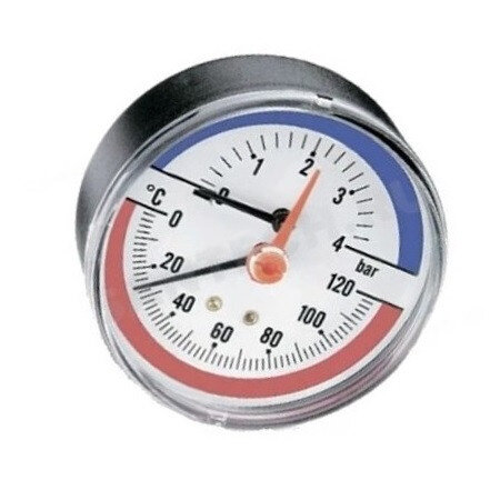 Термоманометр осевой F+R818 Дк80 6 бар L=23мм G1/2" 120С Watts 10018742