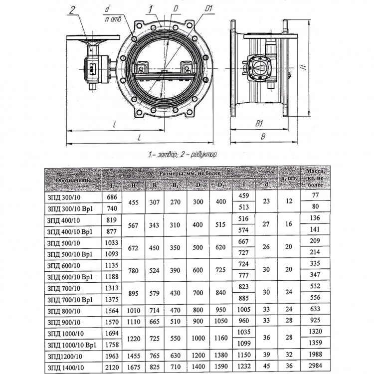 Затвор ЭНЭКОС DN 400 PN 10 поворотный фланцевый с двойным эксцентриком с редуктором и штурвалом 2
