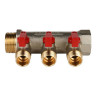 Коллектор распределительный STOUT SMB 6200 3 отвода ВР-НР 1"х1/2" DN 25 PN 10 с шаровыми кранами красная рукоятка 2