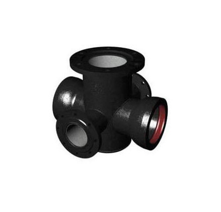 Крест ППКРФ Ду 500х500 ВЧШГ ГОСТ 5525-88 чугунный раструб-фланец с пожарной подставкой